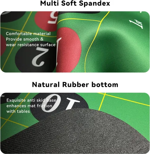 Miniatura 5 de YUZPKRSI Tapete de casino de ruleta de 70 x 35 pulgadas, tapete de póquer enrollable para mesa con bolsa de transporte, diseño de tapete de mesa