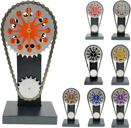 Reloj giratorio de edición metálica, reloj steampunk con engranajes de movimiento, estatua vintage creativa 3D, decoración del hogar, adornos