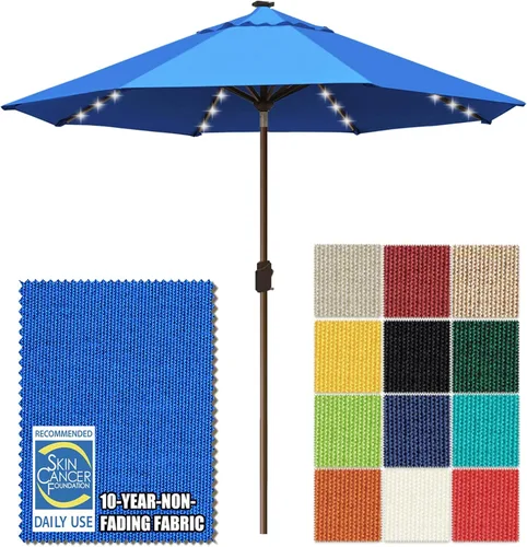 Miniatura 9 de EliteShade - Sombrilla solar de 9 pies / 2.74 metros, con 80 luces LED para patio, mesa al aire libre, con ventilación y cubierta que no se decolora