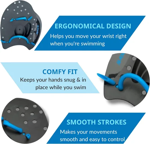 Miniatura 3 de Sporti Palas de natación Power para natación en piscina - Correas ajustables - Equipo para natación en piscina - Palas de mano para adultos y niños