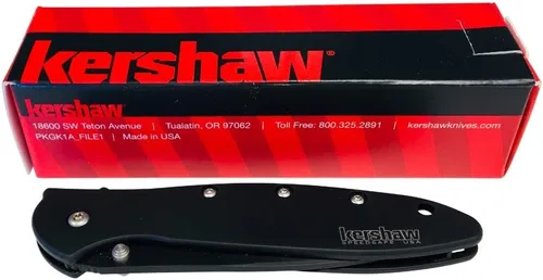 Miniatura 6 de Palmetto Wood Shop Kershaw Leek - Cuchillo de bolsillo - Hoja de acero Sandvik 14C28N de 3 pulgadas con acabado Cerakote, mango negro de 4 pulgadas