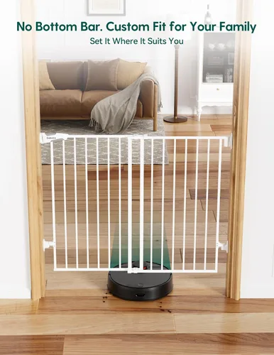 Miniatura 2 de Babelio Puerta de seguridad para bebés para escaleras, cocina y puertas, sin barra inferior, fácil instalación, operación con una sola mano, cierre