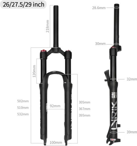 Miniatura 3 de MEROCA Horquilla delantera de bicicleta de montaña 26 pulgadas 27.5 pulgadas 29 pulgadas amortiguador de presión de aire Freno de disco de horquilla