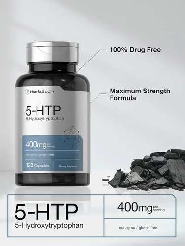 Miniatura 3 de Horbäach Cápsulas 5HTP de 400 mg 120 unidades Suplemento extra fuerte Sin OMG, sin gluten 5 hidroxitriptófano