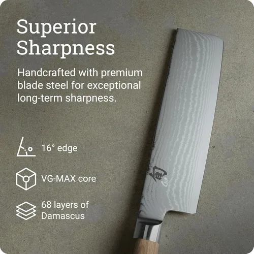 Miniatura 3 de Cuchillo Nakiri Shun Classic Blonde de 6.5", Cuchillo Japonés para Verduras Hecho a Mano, Núcleo VG-MAX con Revestimiento de Acero Inoxidable Rubio