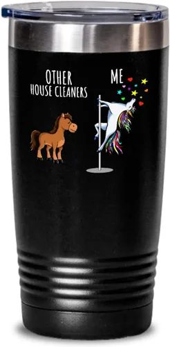 Unicorn House Cleaner Tumbler Other Me Funny Gift For Coworker Women Her Cute Office Birthday Present Magical Joke Quote Gag Insulated Cup With Lid