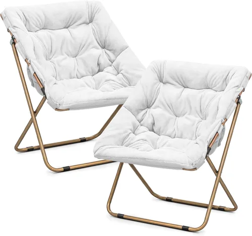 Miniatura 59 de Cómoda silla con platillo, silla de sala de estar, silla plegable acolchada suave de piel sintética, cómoda silla cuadrada de luna para sala