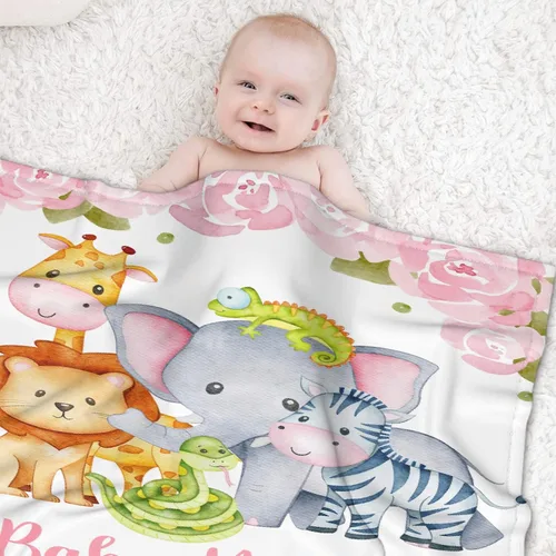 Miniatura 6 de Mantas de bebé personalizadas con diseño de animales, manta personalizada con nombre para niños y niñas, manta de bebé personalizada, regalos