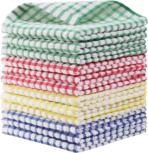 Egles Paquete de 12 paños de cocina de 12 x 12 pulgadas, 100% algodón, para lavar platos, fregar, paños de lavado, juegos de paños de cocina Mezcla