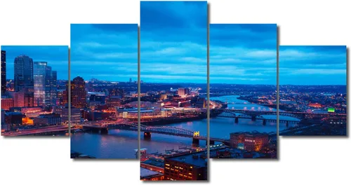 Miniatura 97 de TUMOVO Fotos en lienzo de Estados Unidos, Cincinnati, Ohio, Skyline at Dusk para tu sala de estar, impresiones de paisaje urbano de rascacielos