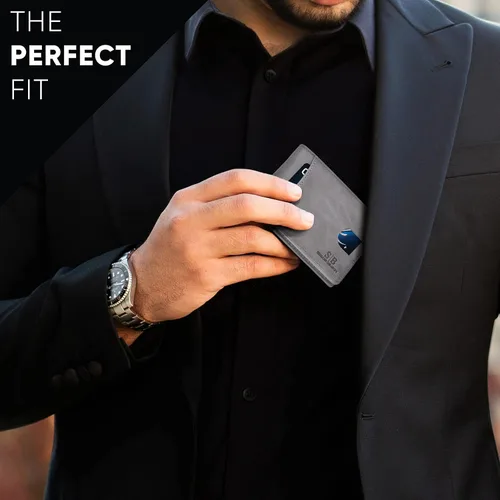 Miniatura 32 de SERMAN BRANDS RFID Blocking Slim Bifold Genuine Leather Thin Minimalist Front Pocket Wallets for Men Billfold Wallet Men Gift