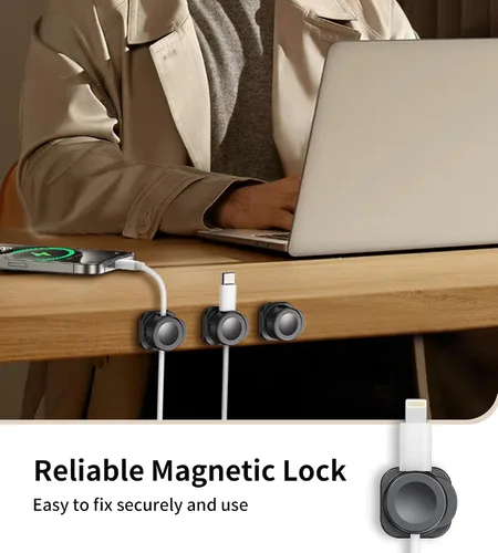 Miniatura 4 de [16 piezas] Organizador de cables, clips magnéticos para cables, organizadores de cables con adhesivo mejorado, organizador de escritorio