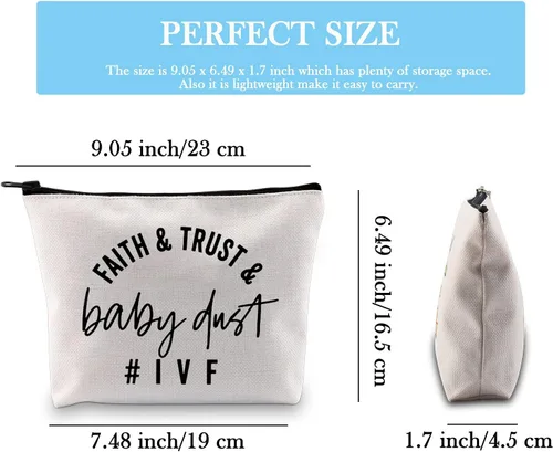 Miniatura 2 de Bolsa de maquillaje IVF Warrior Faith Trust y Baby Dust IVF IUI Transfer Day Regalo inspirador de infertilidad, Bolsa de polvo para bebés Faith Trust