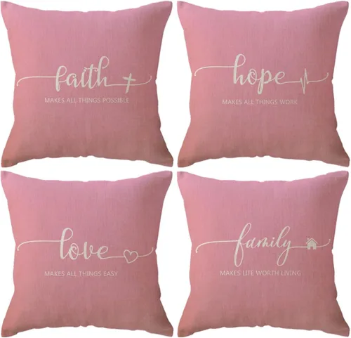 Miniatura 16 de Fundas de almohada inspiradoras con texto inspirador, fe, esperanza, amor, familia, fundas de almohada decorativas de 18 x 18 pulgadas, fundas
