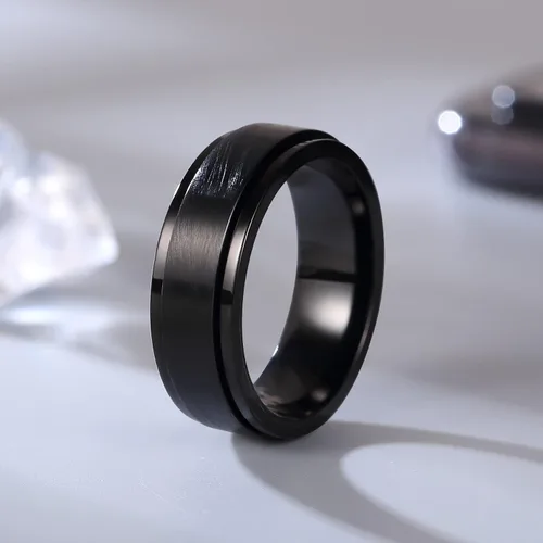 Miniatura 3 de Anillo giratorio giratorio de acero inoxidable 316L de 0.316 pulgadas para hombres y mujeres, cadena para aliviar la ansiedad, llave griega, runas