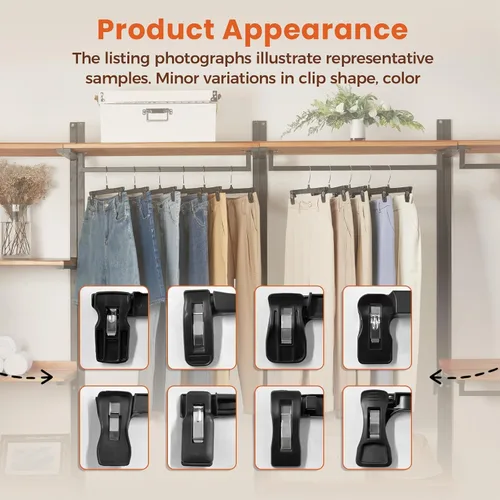 Miniatura 9 de HOUSE DAY Perchas para pantalones y faldas - Juego de 10 perchas para pantalones con clips grandes antideslizantes - Perchero para armario