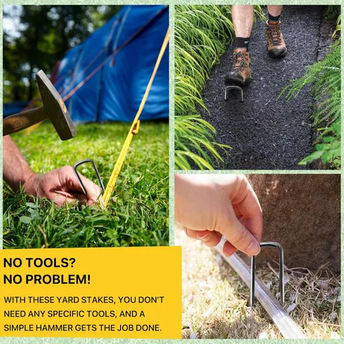 Miniatura 5 de Grapas para Paisajismo de 6 pulgadas, Grapas para Césped Galvanizadas Calibre 11, Estacas de Jardín Resistentes para Asegurar sin Esfuerzo Tela