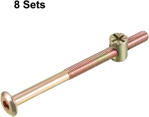 Miniatura 2 de uxcell M6x85mm - Juego de tuercas hexagonales para muebles, 1.890 in, longitud de rosca con tuercas de barril para camas, cabeceros, sillas, 8