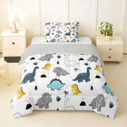Miniatura 39 de Feelyou Juego de ropa de cama con lazos bonitos y cerezos, tamaño individual, para niños, juego de edredón con lazos de acuarela para niños, niñas