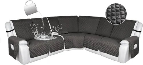 Miniatura 201 de HDCAXKJ Fundas de sofá seccional reclinable 100% impermeable, forma de L, funda de sofá reclinable lavable acolchada suave para mascotas, perro