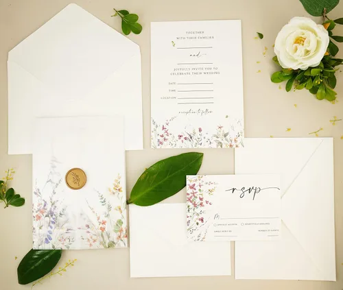 Miniatura 7 de Juego de 30 Invitaciones de Boda con Sobres y Tarjetas RSVP, Invitaciones de Boda con Plantas, Incluye Invitación Rellenable de 5 x 7 Pulgadas