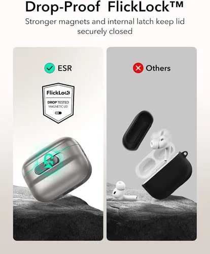 Miniatura 4 de ESR Funda para AirPods Pro (2023/2022/2019, 2ª/1ª generación), compatible con Airpods Pro 2 (cable USB-C/Lightning), listo para MagSafe, bloqueo