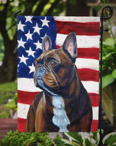 Miniatura 3 de Caroline's Treasures LH9010GF Bandera de Estados Unidos con bandera de jardín de bulldog francés, bandera decorativa para patio exterior, patio