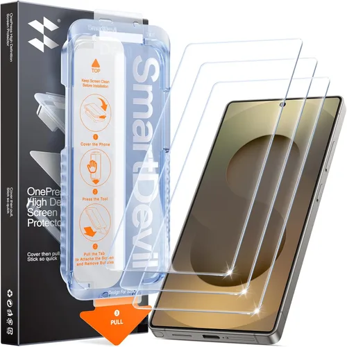 Miniatura 13 de SMARTDEVIL Paquete de 3 protectores de pantalla para Samsung Galaxy S24, compatible con lector de huellas dactilares, instalación rápida y fácil