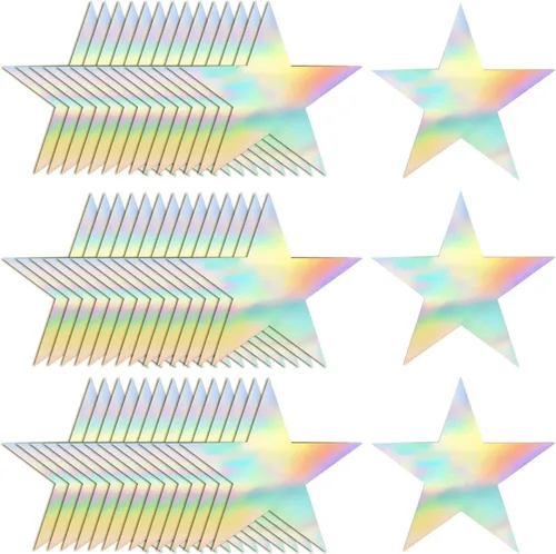 Miniatura 7 de 120 recortes dorados con purpurina de cinco estrellas, recortes de estrellas de papel para tablón de anuncios, estrellas, aula, pared, fiesta