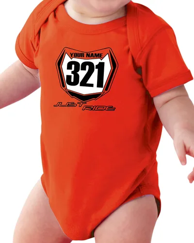 JUST RIDE Motocross Baby Numero Plate One Piece Creeper Personalizado