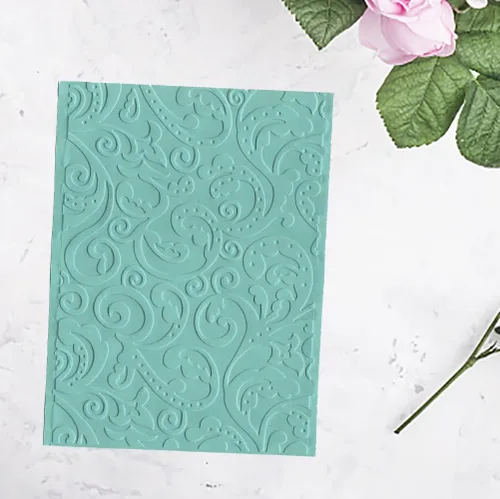 Miniatura 5 de Hying Carpeta de estampado de fondo con textura 3D con estampado de flores, plantilla de carpeta de plástico para hacer tarjetas, álbumes