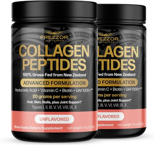 FREZZOR Péptidos de colágeno en polvo, líneas finas y arrugas, cabello y uñas, apoya la flexibilidad y movilidad juveniles, 100% colágeno