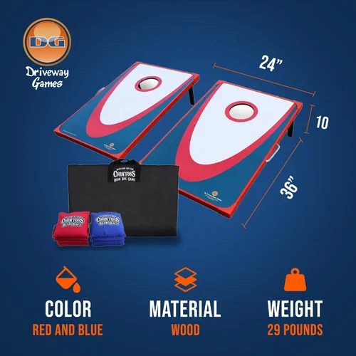 Miniatura 4 de Driveway Games Backyard Edition Juego de Cornhole portátil para lanzar tamaño reglamentario 2 tablas objetivo, 8 bolsas de frijoles y bolsa