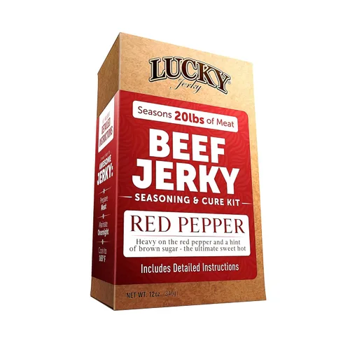 Miniatura 23 de Lucky Jerky Kit de condimento y curación de cecina, paquete de 4 unidades, original, pimiento rojo, teriyaki, condimentado, temporada 80 libras