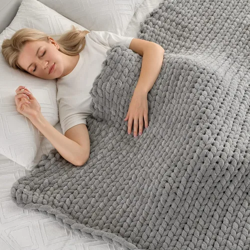 Miniatura 10 de Maetoow Manta de punto grueso de felpilla (40 x 50 pulgadas), hecha a mano, cálida y acogedora para sofá, cama, decoración del hogar, banco