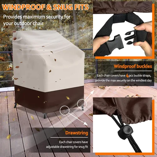 Miniatura 5 de STARTWO Fundas apilables para sillas de patio, resistentes e impermeables, para muebles de exterior, se adapta a 4-6 sillas de comedor apilables, 36