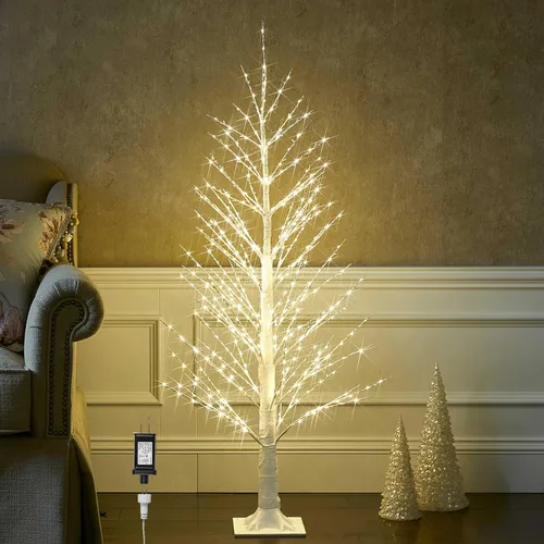 Miniatura 8 de Hairui Árbol de rama blanca alpina iluminada con luces de hadas de 6 pies y 810 LED para decoración de interiores, exteriores, hogar y Navidad