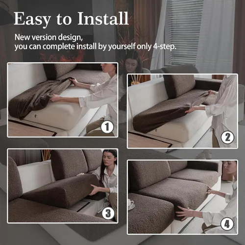 Miniatura 7 de OHSIO Fundas de Cojines de Sofá para Sofá Seccional, Fundas de Sofá Suaves Elásticas Lavables Resistentes al Desgaste Protector Universal de Muebles