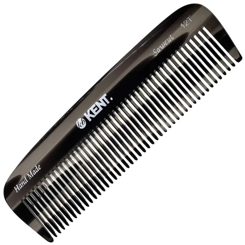 Kent Peine de dientes anchos 12T G, peine desenredante de cabello, peine de bolsillo hecho a mano para cabello grueso, rizado, ondulado, peine de
