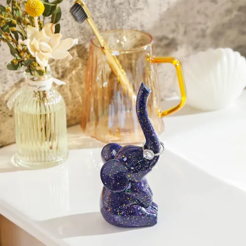 Miniatura 7 de PUDDING CABIN Soporte para anillos de elefante morado, lindo organizador de anillos, regalo único de elefante para mujeres, mamá, día de la madre