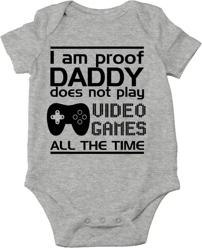 Miniatura 18 de CBTwear Proof Daddy Does Not Play Video Games All the Time – Ropa de bebé – Divertido body para recién nacido para niños y niñas