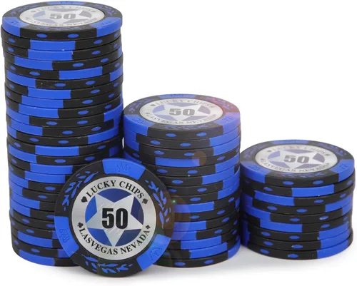 Miniatura 11 de ORIENGEAR Fichas de póquer profesionales, 50 fichas de póquer de 0.49 oz compuestas con denominación clara, fichas numeradas para juegos de cartas