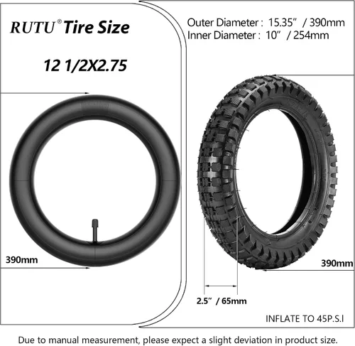 Miniatura 2 de RUTU Repuesto de tubo de motocross de 12.5 x 2.75 12 1/2 x 2.75 para Razor MX350 MX400 Rocket, X-Treme X-560 Electric Dirtbike, scooter, bicicleta