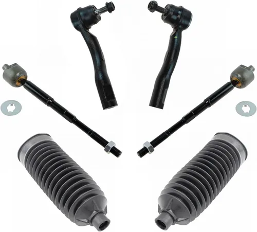 Miniatura 100 de TRQ Kit de dirección interior y exterior para lado del conductor y del pasajero delantero, con cremallera de dirección y fuelle de piñón compatible