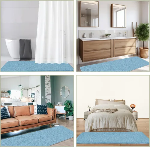 Miniatura 413 de Alfombra de baño pequeña de 12 x 18 pulgadas, lavable y absorbente, antideslizante, alfombra de baño de felpilla gruesa y suave para baño, ducha