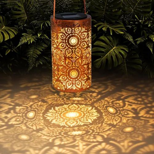 Miniatura 11 de Linternas solares para colgar al aire libre, linterna LED impermeable de metal con energía solar, decoración de patio, linterna con asa, idea