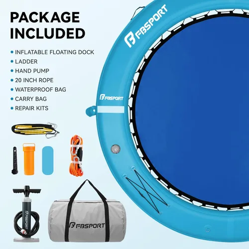 Miniatura 6 de FBSPORT Hamaca inflable de agua redonda flotante, 10/8/6 pies, plataforma flotante para lago con portavasos, flotador solar, balsa fría, anillo
