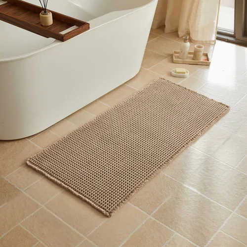 Miniatura 126 de Triohero Tapete de baño con diseño de gofre, tapete de baño pequeño y bohemio, antideslizante, lavable, ultra suave, súper absorbente, de secado