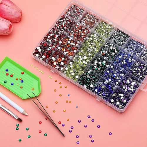 Miniatura 6 de Juego de 30000 diamantes de imitación de resina de colores mixtos, diamantes de imitación no termoadhesivos para manualidades, diseño de bricolaje