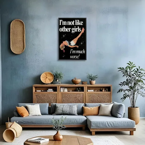 Miniatura 64 de Pósteres de citas divertidas con texto en inglés «Better Late Than Feug», lienzo minimalista con fondo blanco, arte de pared, frutas frescas